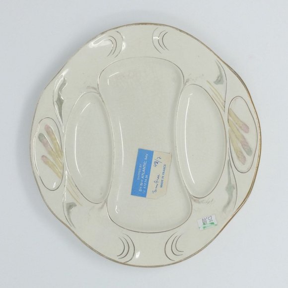 Antique French Asparagus Plate UNKNOWN Maker's Mark EMBREE Made in France 42/7 - Picture 7 of 7